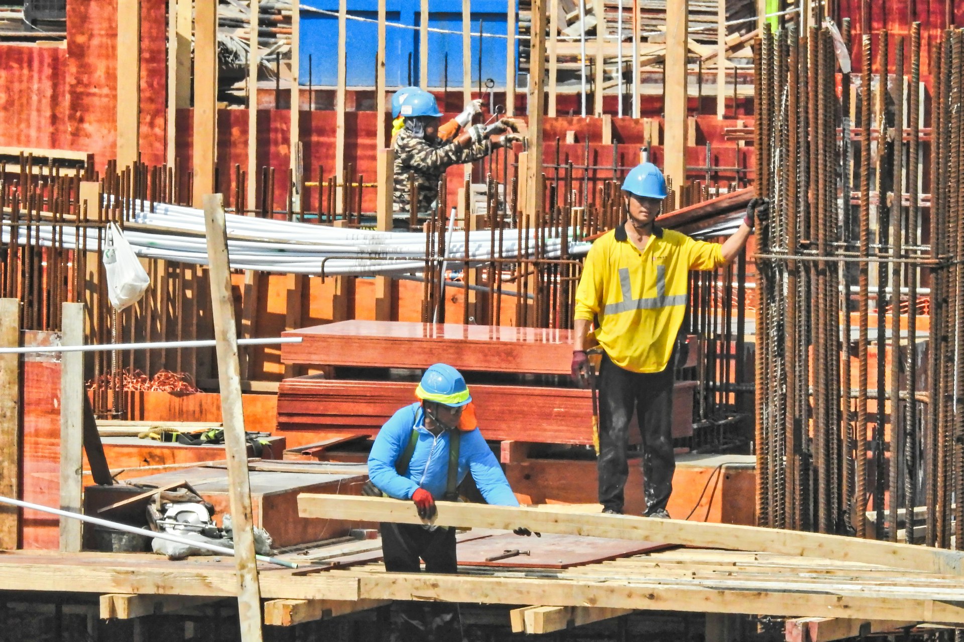 a group of men working on a construction site